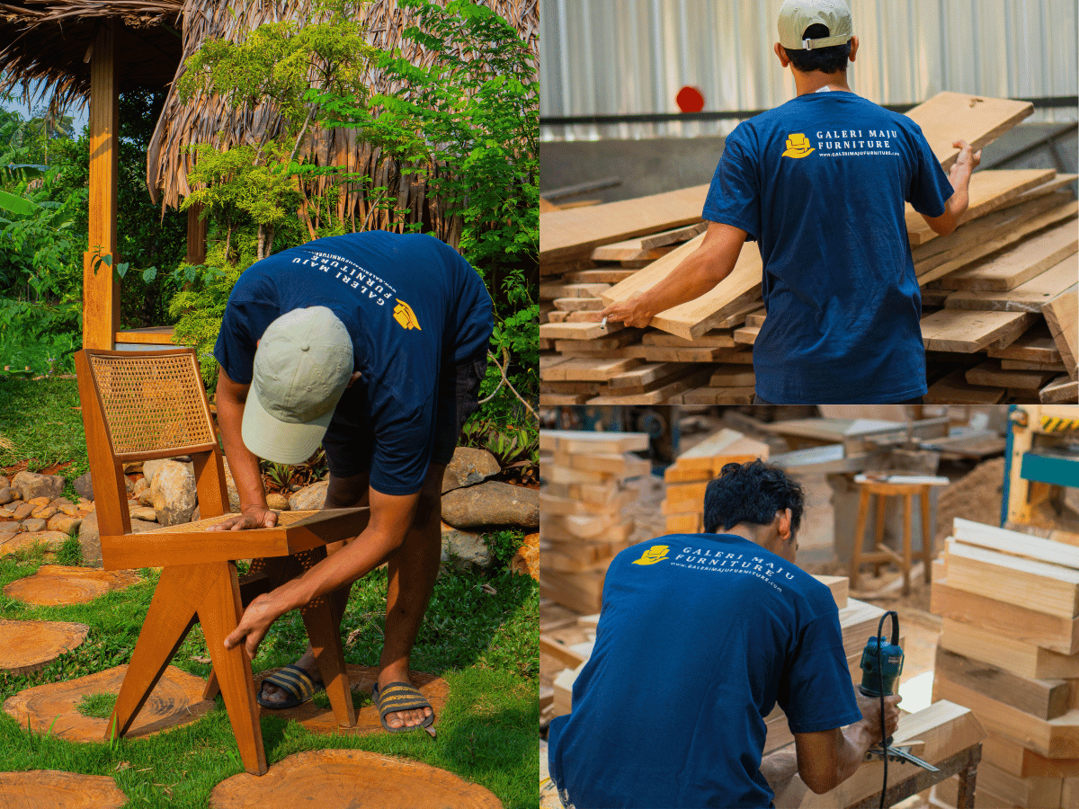 a man working on wood by galeri maju furniture